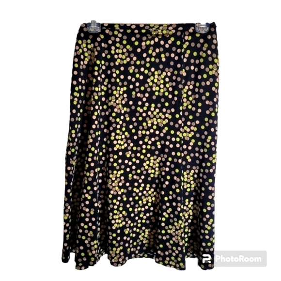 Talbots Size Large Green Black Pink Polka dot Skirt - Picture 1 of 2